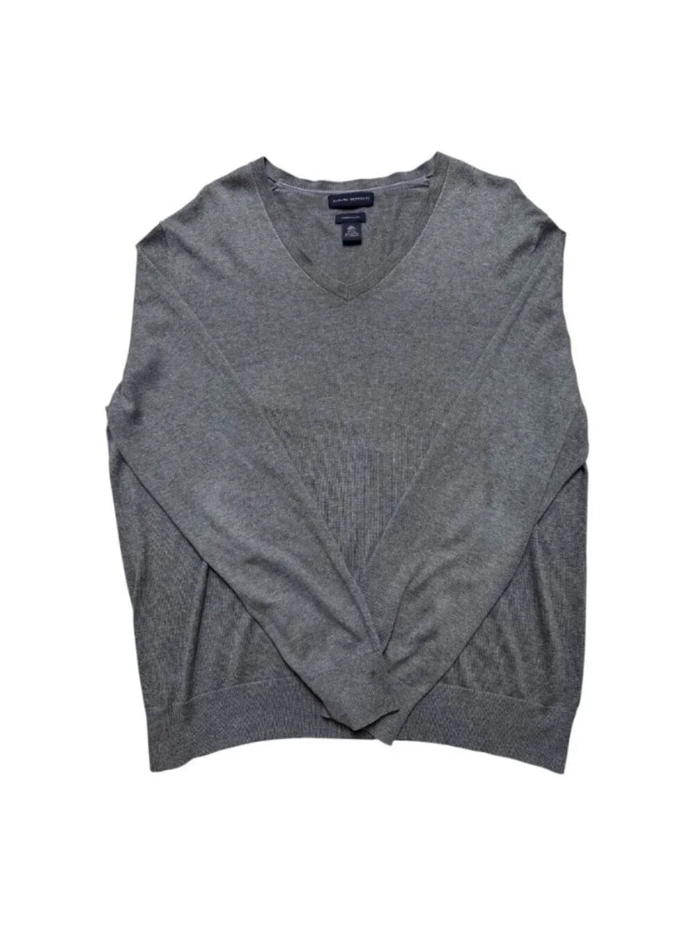 Banana Republic Luxury Blend V-Neck Sweater Men’s XL Gray Silk Cashmere